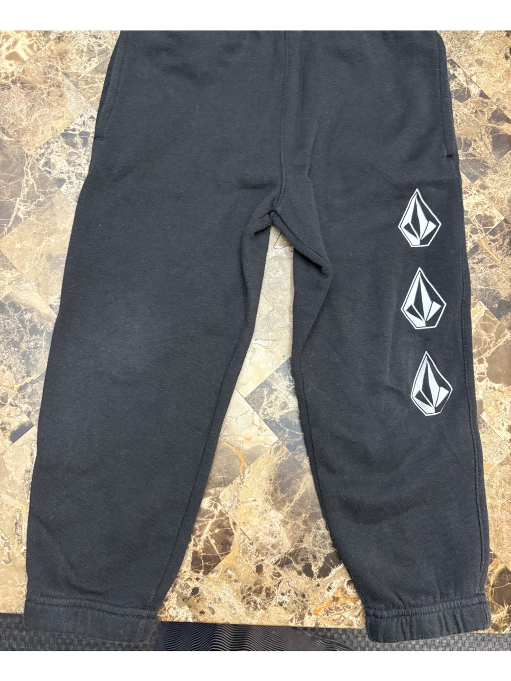 Volcom Black Kids Sweatpants with White Side Logos 4 years